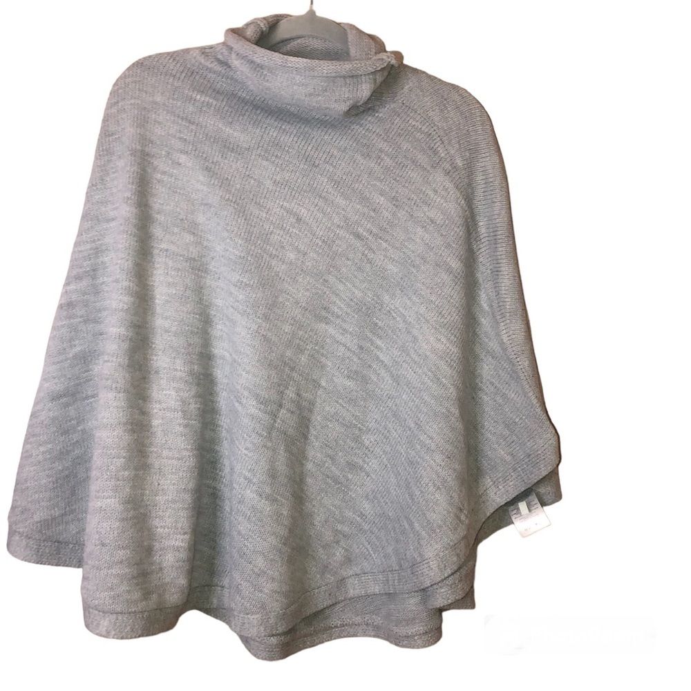 Lole Inverness Poncho Sweater Shawl Heather Grey OS